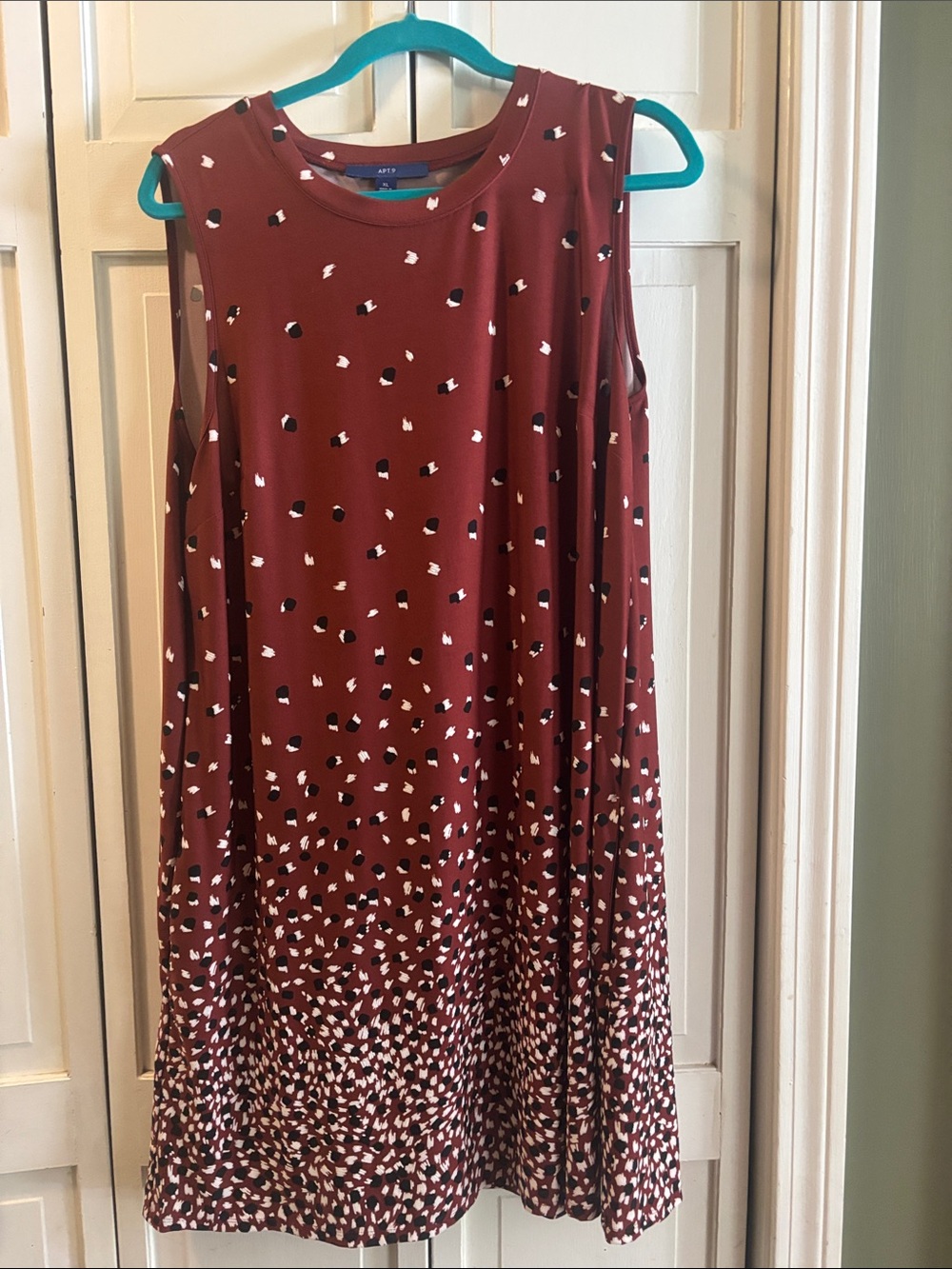 Apt. 9 Sleeveless Burgundy Dress with Black and White Speckle Print